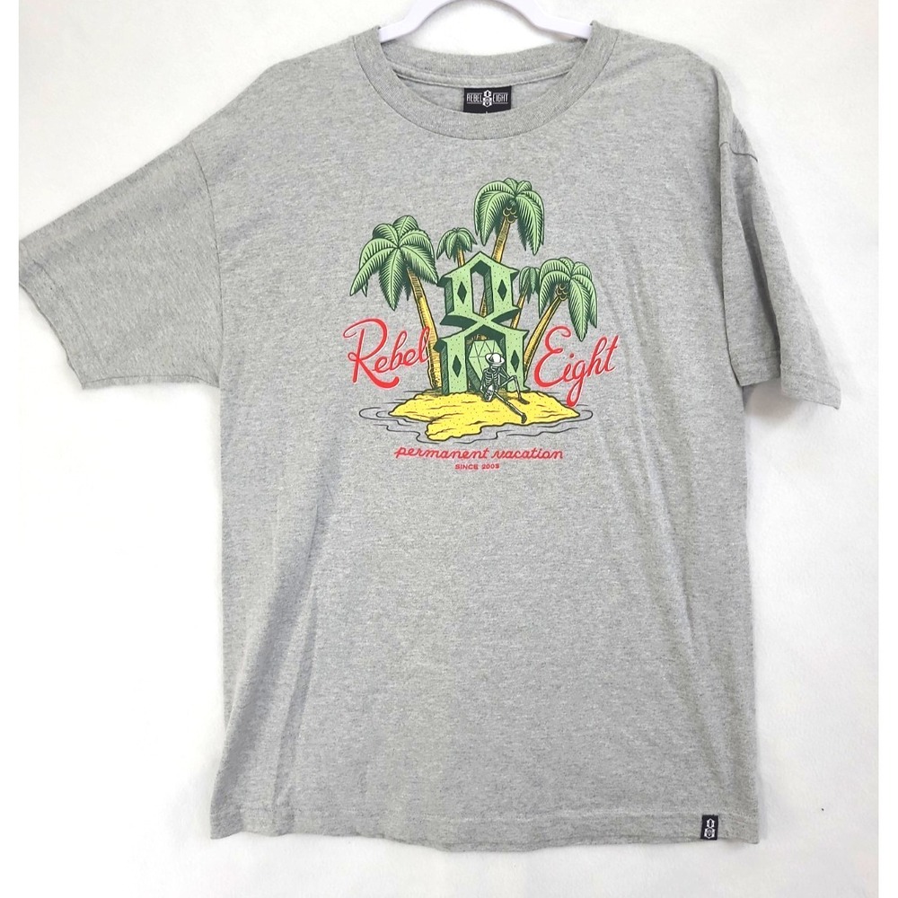 REBEL EIGHT 8‎ Graphic Art T Shirt Gray Men's Large